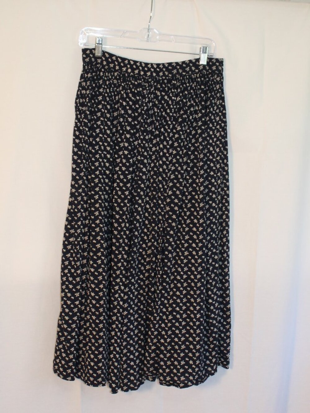 PHOOL Bohemian 100% Cotton Navy Blue Floral Maxi Skirt Large